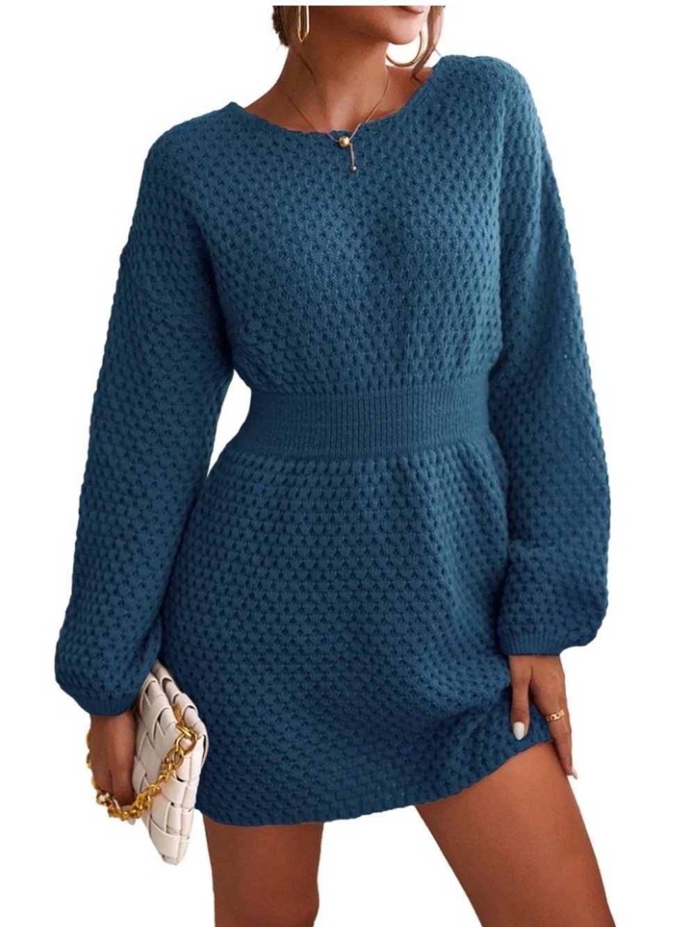CUPSHE Women's Textured Knit Mini Sweater Dress